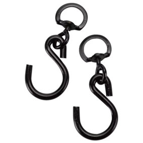 Black Swivel S Hook with Closed D Ring - Heavy Duty Hanging Plant Basket Hooks