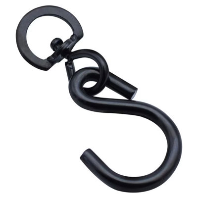 Black Swivel S Hook with Closed D Ring - Heavy Duty Hanging Plant Basket Hooks - 4