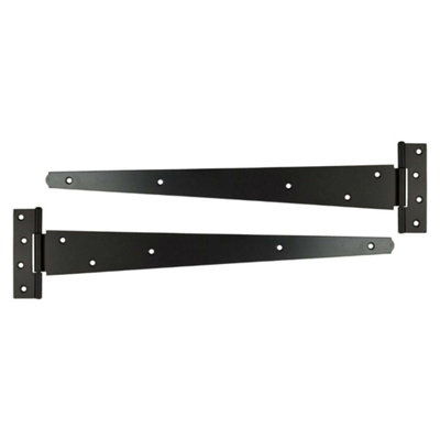 Black Tee Hinge Steel Pair 18" 450mm Medium Duty T Hinge, Pack of 2