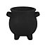 Black Terracotta Cauldron Design Plant Pot for Small Plants. Pentagram Emblem. (Dia) 11.5 cm
