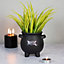 Black Terracotta Triple Moon Design Cauldron Plant Pot. Gift Idea (Dia) 12 cm