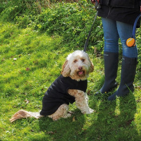 Black Thermafleece 30cm Pull-On Dog Coat - Non-Absorbent, Quick Drying, & Machine Washable Lightweight Polyester Fleece Pet Jacket
