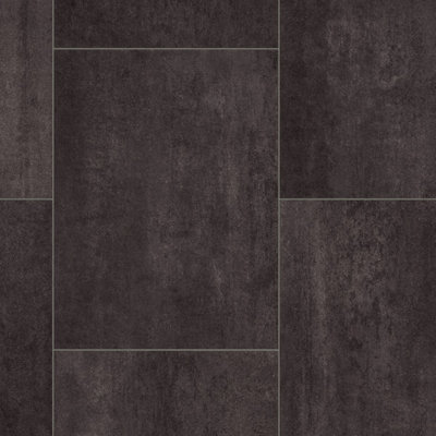 Black Tile Effect Anti-Slip Vinyl Flooring For DiningRoom LivingRoom Hallways And Kitchen Use-2m X 2m (4m²)