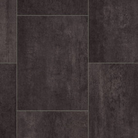 Black Tile Effect Anti-Slip Vinyl Flooring For DiningRoom LivingRoom Hallways And Kitchen Use-5m X 4m (20m²)