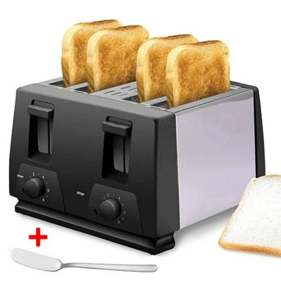 Black Toaster 4 Slice Variable Browning, Defrost, Reheat Extra Wide Slot