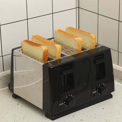 Black Toaster - 4 Slice - Variable Browning - Defrost - Reheat - Extra ...