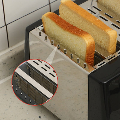 Black Toaster - 4 Slice - Variable Browning - Defrost - Reheat - Extra ...