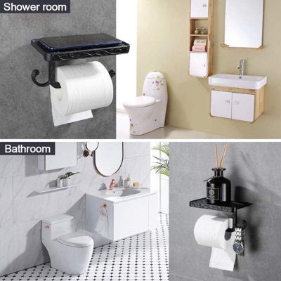 Black, Toilet Paper Holder Hygienic Roll Holder With Cell Phone