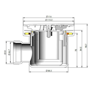 Black Top Shower Tray Mega Flow Waste - UK Standard Connection