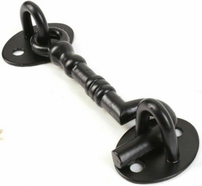 DGOL 3-Pack 8-Inch Stainless Steel Cabin Hooks - Heavy-Duty Black Door & Gate Latches For Indoor/Outdoor Use