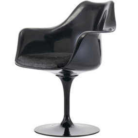 Black Tulip Armchair with Luxurious Cushion Black