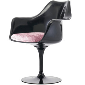 Black Tulip Armchair with Luxurious Cushion Light Pink