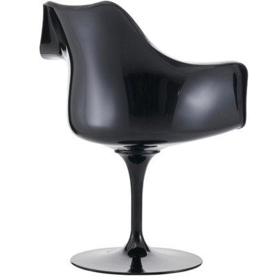 Black Tulip Armchair with Luxurious Cushion Mid Grey