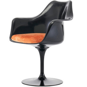 Black Tulip Armchair with Luxurious Cushion Orange