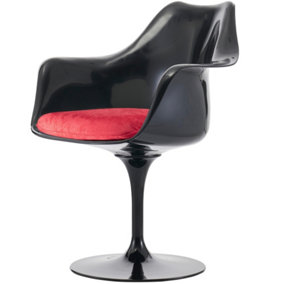 Black Tulip Armchair with Luxurious Cushion Raspberry