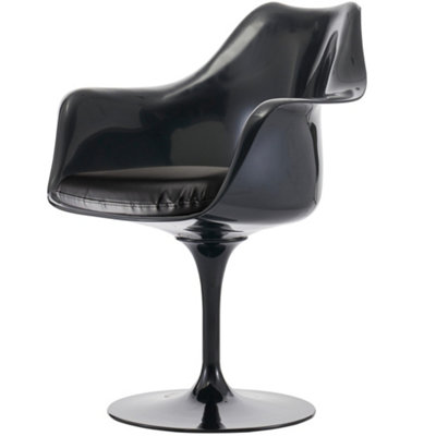 Black Tulip Armchair with PU Cushion Black