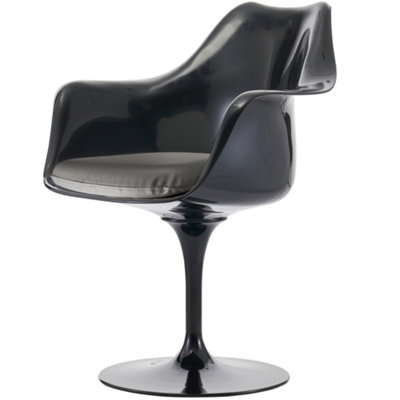 Black Tulip Armchair with PU Cushion Dark Grey