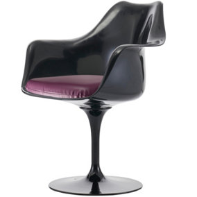 Black Tulip Armchair with PU Cushion Purple