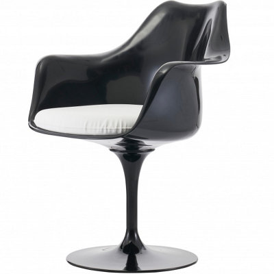 Black Tulip Armchair with PU Cushion White