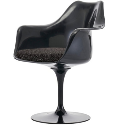 Black Tulip Armchair with Textured Cushion Black