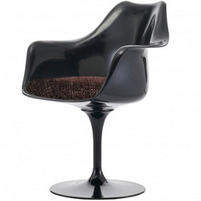 Black Tulip Armchair with Textured Cushion Brown