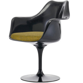 Black Tulip Armchair with Textured Cushion Olive