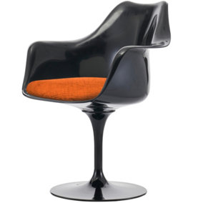Black Tulip Armchair with Textured Cushion Orange