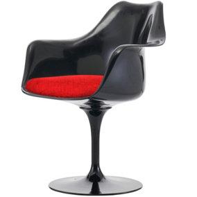 Black Tulip Armchair with Textured Cushion Red