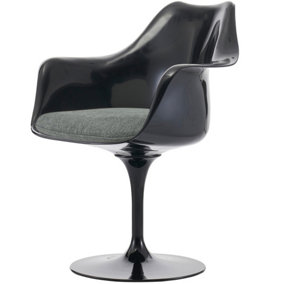 Black Tulip Armchair with Velveteen Cushion Grey