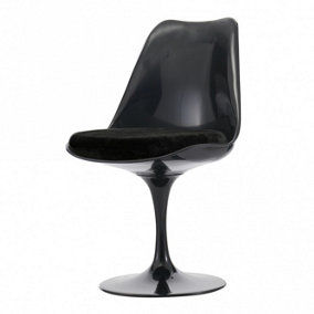 Black Tulip Dining Chair with Luxurious Cushion Black