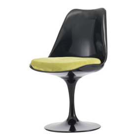 Black Tulip Dining Chair with Luxurious Cushion Green