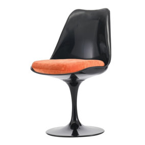 Black Tulip Dining Chair with Luxurious Cushion Orange