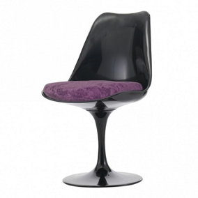 Black Tulip Dining Chair with Luxurious Cushion Purple