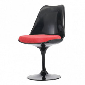 Black Tulip Dining Chair with Luxurious Cushion Raspberry