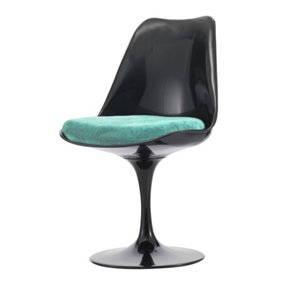Black Tulip Dining Chair with Luxurious Cushion Turquoise