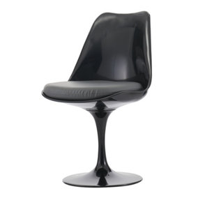 Black Tulip Dining Chair with PU Cushion Dark Grey