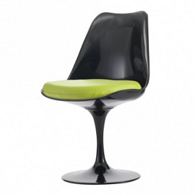 Black Tulip Dining Chair with PU Cushion Green