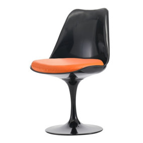 Black Tulip Dining Chair with PU Cushion Orange