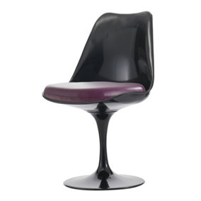 Black Tulip Dining Chair with PU Cushion Purple