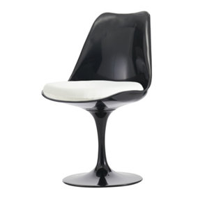 Black Tulip Dining Chair with PU Cushion White
