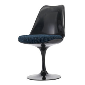 Black Tulip Dining Chair with Textured Cushion Blue