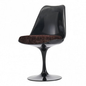 Black Tulip Dining Chair with Textured Cushion Brown
