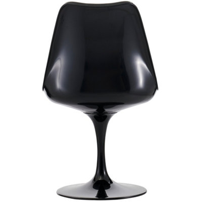 Black Tulip Dining Chair with Textured Cushion Cream