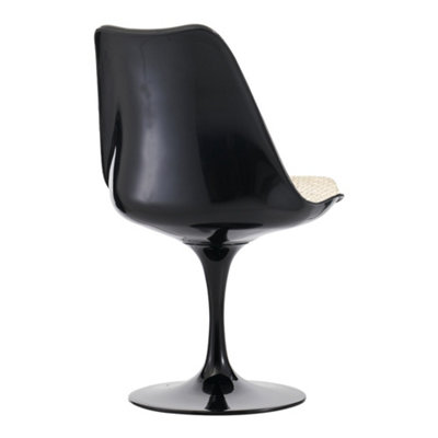 Black Tulip Dining Chair with Textured Cushion Cream