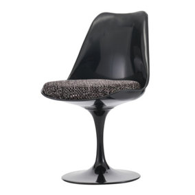 Black Tulip Dining Chair with Textured Cushion Grey