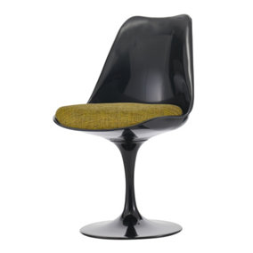 Black Tulip Dining Chair with Textured Cushion Olive