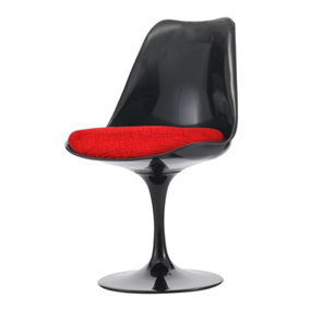 Black Tulip Dining Chair with Textured Cushion Red