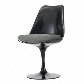 Black Tulip Dining Chair with Velveteen Cushion Grey