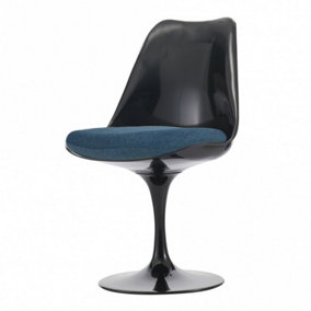 Black Tulip Dining Chair with Velveteen Cushion Navy