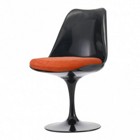Black Tulip Dining Chair with Velveteen Cushion Orange